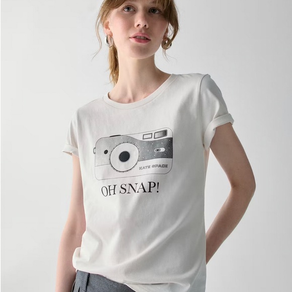 kate spade Tops - Kate Spade ‘Oh Snap!’ White Tee with Camera Print